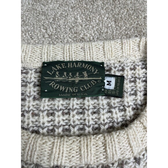 Vintage 90s Lake Harmony Rowing Club Men’s Sz M Wool‎ Sweater USA Flawed As Is - Picture 5 of 11